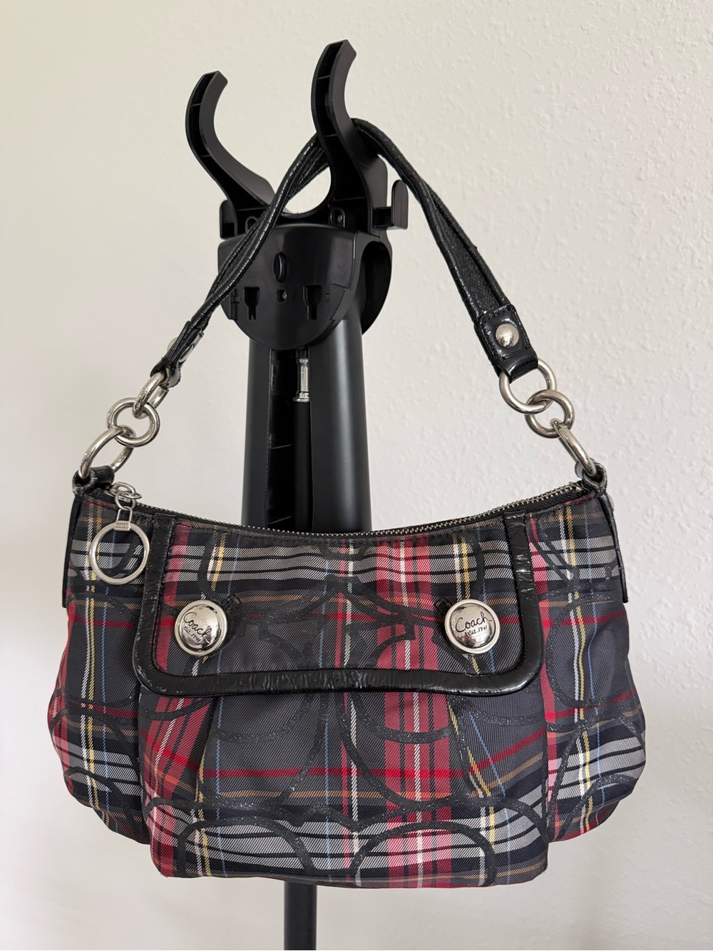 Coach 14366 Poppy Tartan Plaid Two Way Shoulder Bag